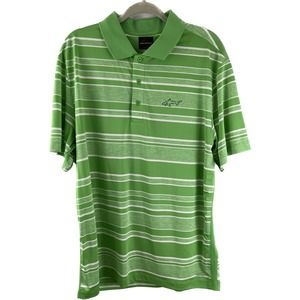 Men's Greg Norman for Tasso Elba XL Play Dry Green White Short Sleeve Polo Shirt